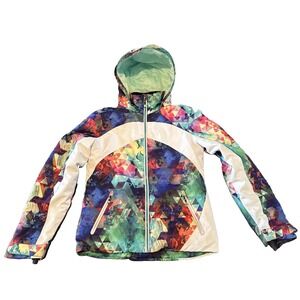 Obermeyer 31031 Girls Ski Snowboard Jacket Geometric bright Hooded size L 14-16